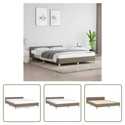 Produktbild von The Living Store Bettgestell mit Kopfteil Taupe 140x190 cm Stoff