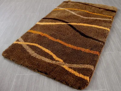 Produktbild von Pacific Badteppich Nevis Braun Streifen in 5 Größen, Größe:55x55 cm WC-Vorleger mit Ausschnitt