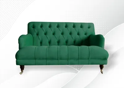 Produktbild von Chesterfield Sessel Couch Polster Sofa Couchen 1,5 Sitzer Einsitzer Grün Textil