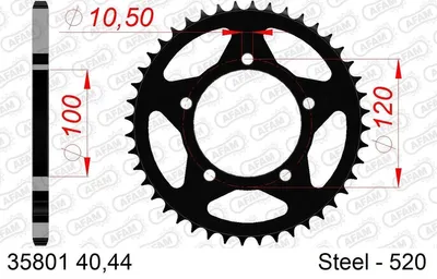 Produktbild von AFAM Kettenrad 35801-40 Hinten für APRILIA MOTORCYCLES PEGASO Stahl