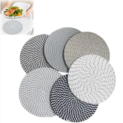 6er-Set runde gewebte Untersetzer, 20 cm, hitzebeständig