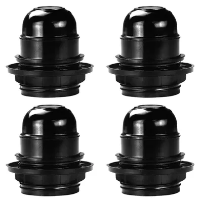 E27 Lampenfassung, 4 Stück, schwarz, hitzebeständig, 250 V, 4 A