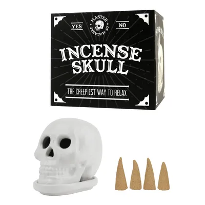 Image de Fumoir Totenkopf Céramique Crâne Blanc  env. 7 x 9 x 8 cm, 4 cônes de bois de santal inclus