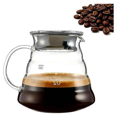 Produktbild von 600 ml Glaskanne für Kaffee und Tee, kleine Karaffe mit Deckel