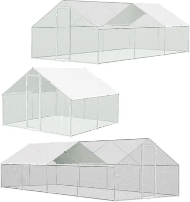 Immagine prodotto di Jayseuw 3x6x2m pollaio pollaio galvanizzato gabbia per conigli gabbia per pollaio tetto in PE, struttura in acciaio zincato, recinzione esterna Utilizzato per polli, pollai, piccoli animali