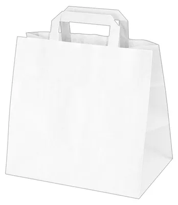 Produktbild von 100x Papiertragetaschen 25 x 26 x 17 cm mit EAN-Code weiss