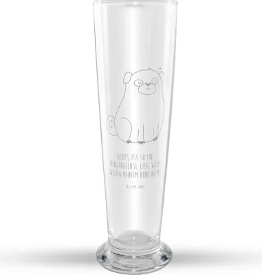 Produktbild von Mr. & Mrs. Panda Bierglas Mops - Transparent - Geschenk, Knuffig, Mr Mrs Weizenglas, Sprüche, Weizen Glas, Hund, Liebe, Bier, Pure, Weißbierglas, Weizenbier