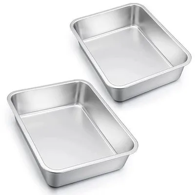 Zdjęcie produktu dla Formy do pieczenia prostokątne stal nierdzewna lasagne zestaw 2 szt