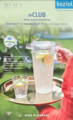 Produktbild von Koziol Club Kanne mit 4 Gläsern 1.5L Kunststoff klar