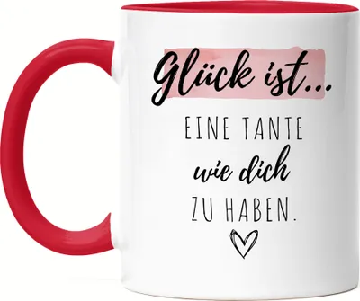 Produktbild von Glück Ist Eine Tante Wie Dich Zu Haben Tasse Rot Geschenk Danke Sagen Beste Tante