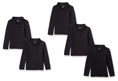 Immagine prodotto di A. Maglie polo a maniche lunghe in interlock da donna, confezione da 5, colore nero, taglia 5 anni