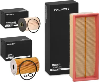 Produktbild von RIDEX Filterset Inspektionspaket Filtersatz für VW GOLF VI (5K1) Golf V Schrägheck (1K1) TOURAN (1T1, 1T2) Passat Variant (3C5) für AUDI A3 Sportback