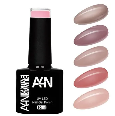 Produktbild von NUDE HARMONY UV Gelpolish 5er Set UV Nagellacke in der Pinselflasche 10ml hochpigmentierte und deckende Farben. Bis zu 4 Wochen schöne Fingernägel