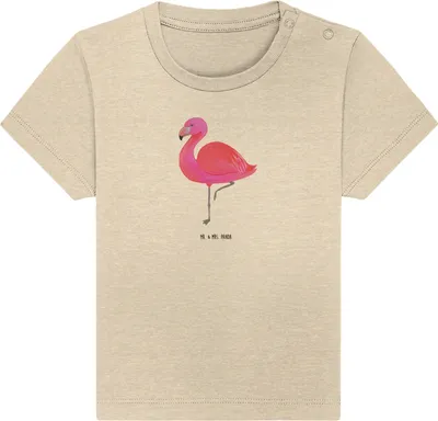 Produktbild von Mr. & Mrs. Panda  T-Shirt Flamingo Classic 0. - 6. Monat - Natural Raw - Geschenk, Babyshirt, Ich, Baby Baumwollshirt, Rosa, Spruch, Freundin, Shirt, Organic, Prächtig