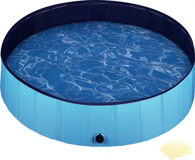 Produktbild von Fudajo Hundepool 100 x 30 cm rutschfestes Hundeplanschbecken, Hundeschwimmbad faltbar aus PVC, Hundebadewanne mit verstärkten Kanten, tragbarer Pool für Hunde