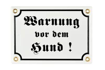 Produktbild von Warnung vor dem Hund Schild – 12x17 cm - Keramik Emaille - Wetterfest – Hundewarnschild – Vorsicht Hund Schild – Emailleschild – Emailschild (Weiss)