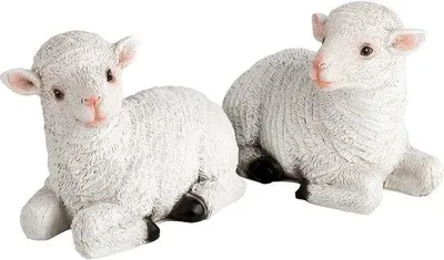 Imagen del producto de Unyqoos® - Decoración de Pascua: Oveja decorativa pintada a mano con 2 corderos, realista, fabricada con resina resistente a la intemperie, resistente a las heladas, ideal para jardín y exteriores, aproximadamente 12 x 7 x 10 cm