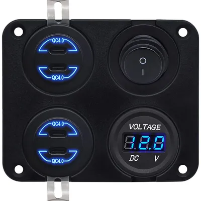 Produktbild von ProRide 12V USB-C Autoladegerät 4 Anschlüsse, 30W QC4.0, Voltmeter