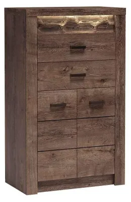 Produktbild von Masseno Kommode ZERI 76 cm Sideboard mit 2 Schubladen und 2 Türen für Wohnzimmer Schlafzimmer Modern 76x42x127 cm Braun