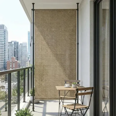 Image de Store vertical extérieur - Store à pince - 120 x 310 cm - PEHD - Marron - Sans perçage