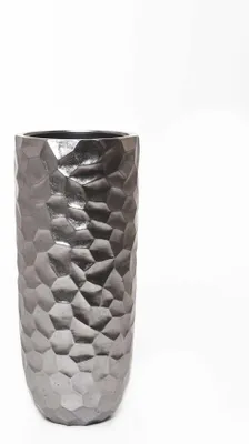 Immagine prodotto di Vaso da fiori AMOLAR in fibra di vetro, argento satinato, 41x41x95 cm