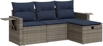 Obrázek produktu pro vidaXL 4dílná zahradní sedací souprava s polštáři Grey Poly Rattan
