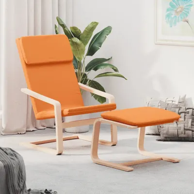Immagine prodotto di The Living Store Poltrona relax con poggiapiedi in tessuto giallo scuro