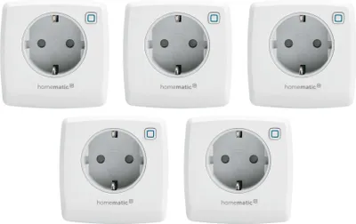 Produktbild von Homematic IP Smart Home 5er-Set Schalt-Mess-Steckdose HmIP-PSM-2 Sparset