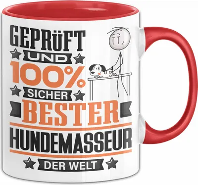 Produktbild von Hundemasseur Geschenk Lustiger Spruch für Hundemasseur Geschenkidee Bester Hundemasseur Der Welt (Rot)
