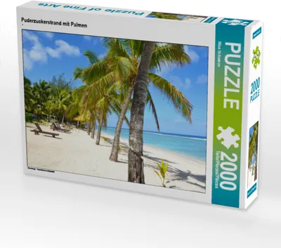 Produktbild von CALVENDO Puzzle Puderzuckerstrand mit Palmen 2000 Teile Puzzle quer | 2000 Teile Lege-Größe 90x67cm Foto-Puzzle für glückliche Stunden