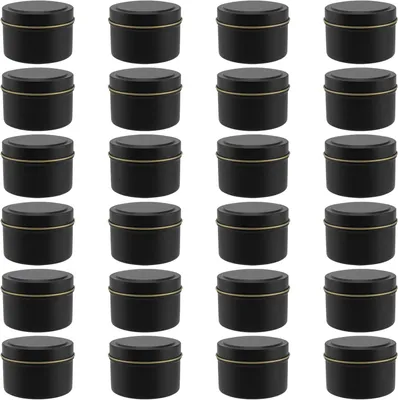 Imagen del producto de Soportes para velas, recipientes metálicos redondos para velas, vacíos con tapa, cajas para velas, color , utilizados para la fabricación de velas caseras, 24 unidades