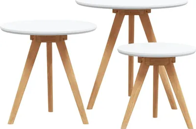 Immagine prodotto di vidaXL Tavolino da caffè, 3 pezzi, marrone, 50 x 50 x 46 cm, legno massello di noce