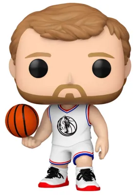 Imagen del producto de Figura de vinilo POP! de la colección "NBA Legends", representando al jugador Dirk Nowitzki (2019), con una altura de 9 cm