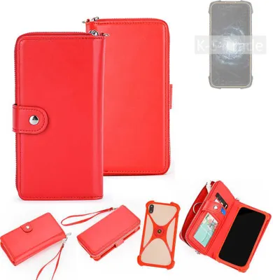 Produktbild von K-S-Trade 2in1 Schutzhülle Portemonnee Handyhülle mit Bumper kompatibel mit Cubot KingKong 6 Hülle Case Etui Geldbörse Smartphone rot (1x)