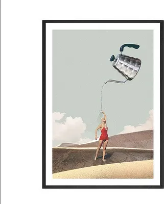 Produktbild von TPFLiving Kunstdruck LW-1717 (OHNE RAHMEN) Poster - Leinwand - Wandbild - Hochauflösender Giclée-Druck, langlebig und hochwertig - Sureallistische Carttons -Frau in der Kaffeetasse -  - Größe: 30x42cm