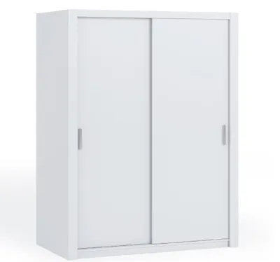 Produktbild von Schiebetürenschrank BONO 180 cm weiß Schwebetürenschrank mit Kleiderstangen
