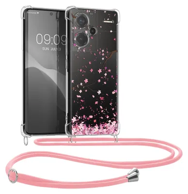 Produktbild von kwmobile Necklace Case kompatibel mit Xiaomi Redmi Note 13 Pro+ 5G / Redmi Note 13 Pro Plus 5G Hülle - Silikon Cover mit Handykette - Rosa Dunkelbraun
