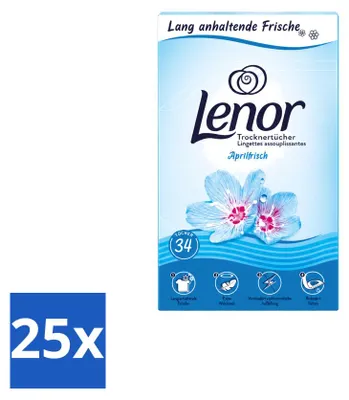 Zdjęcie produktu dla 25 sztuk chusteczek do suszarki Lenor Aprilfrisch - 34 sztuki - opakowanie ekonomiczne - 25 sztuk