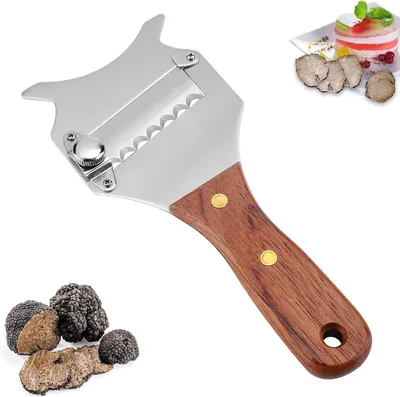 Produktbild von Trüffelhobel, Trüffelreibe, verstellbarer Trüffel-Käsehobel mit Holzgriff für Gemüse, Knoblauch, Pilze (Wellenklinge)