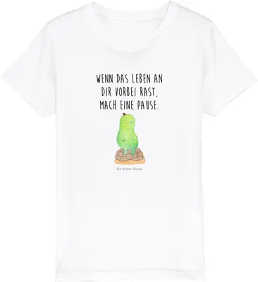 Produktbild von Mr. & Mrs. Panda Kleinkinder T-Shirt Schildkröte Pause 5-6 Jahre (110/116) - Weiß - Geschenk, Teenager, Kindershirt, Bio Kinder, Achtsamkeit, Mädchen, für, Panzer