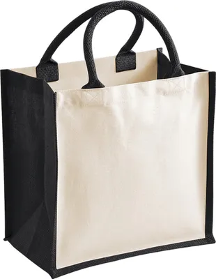 Immagine prodotto di Westford Mill - Borsa per la spesa, iuta PC6348 (taglia unica) (nero)