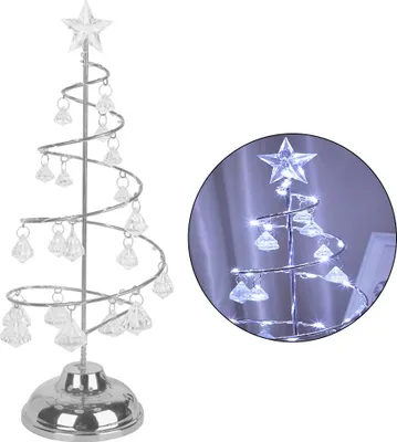 Image de Lampe LED pour arbre de Noël à piles Lumière de table en spirale avec butoir en forme d'étoile pour la chambre à coucher d'accueil Décor de Noël argenté