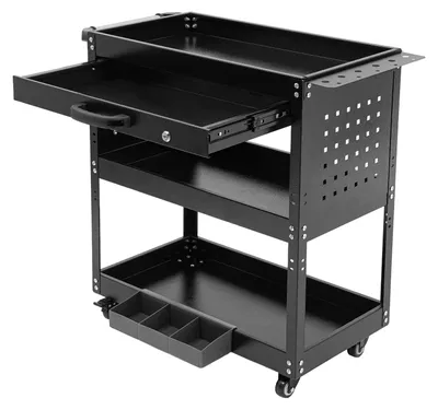 Productafbeelding van Gereedschapswagen, 3-laags ontwerp, robuuste stalen constructie, zwart
