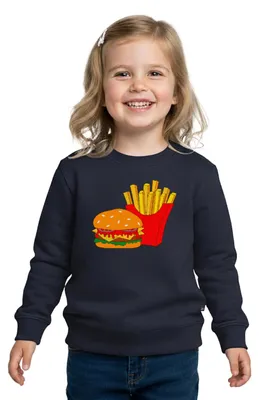 Produktbild von Spreadshirt Burger Und Pommes Kinder Premium Pullover, 122/128 (6 Jahre), Navy