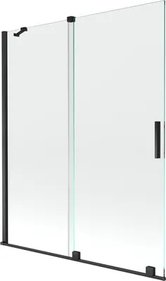 Produktbild von Mexen Velar 2-Flügel-Badewannenwand Regulierbare 140 x 150 cm, transparent, Schwarz - 896-140-000-01-70