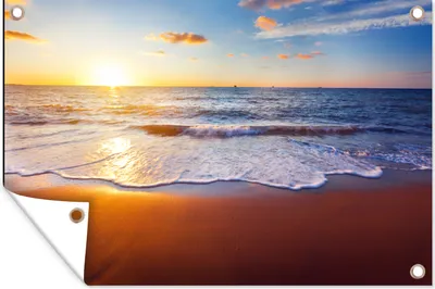 Produktbild von MuchoWow® 120x80 cm Outdoor-Poster Gartendeko Sichtschutz Garten Poster für den Garten  Strand - Meer - Sonne - Horizont