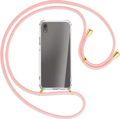 Produktbild von Handykette Backcover-Schutzhülle mit Band (Metall goldfarben) für Sony Xperia XA1 - rosa