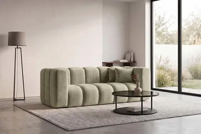 Image de Canapé modulable 2 places, tissu velours Riviera, Beige, GRAND, Image générée par une IA