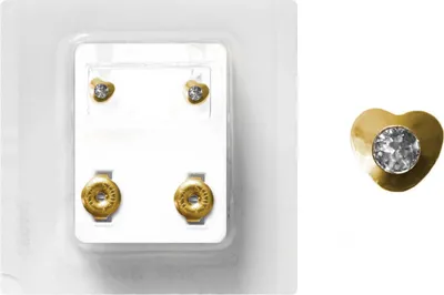 Produktbild von Erstohrstecker Chirurgenstahl Ohrringe vergoldet Sterile Ohrstecker Herz 4mm mit Kristall