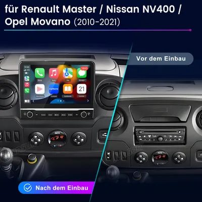Obrázek produktu pro 10,1" autorádio s CarPlay a Android 15 pro Renault Master / Opel Movano B / Nissan NV400 (2010–2018) – GPS navigace, Wi-Fi, 4G, Bluetooth, DAB+, SWC, DSP, 6+128 GB, 8jádrový procesor
